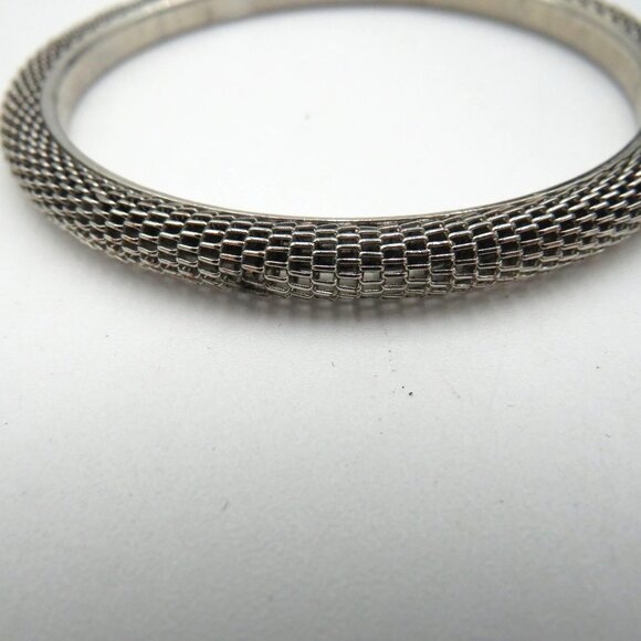 Vintage Filigree Chain Silver-Tone Mesh Design Bangle Bracelet - Picture 3 of 6